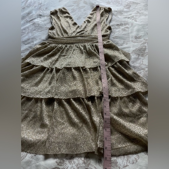 Lilly Pulitzer Faye Metallic Gold Ruffle Mini Dress XS Preppy Cocktail Formal - Picture 11 of 11